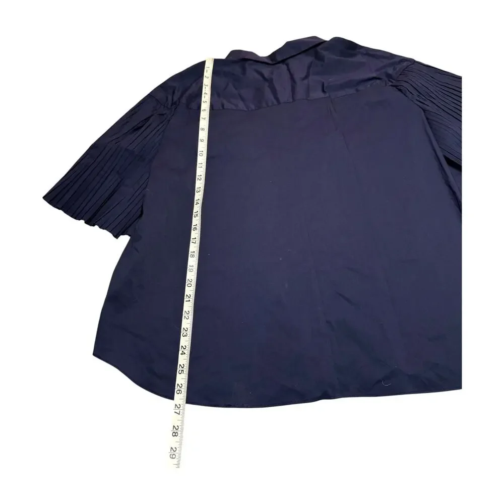 Simply Vera Vera Wang Navy Pleated Sleeve Blouse XXL - Picture 7 of 8